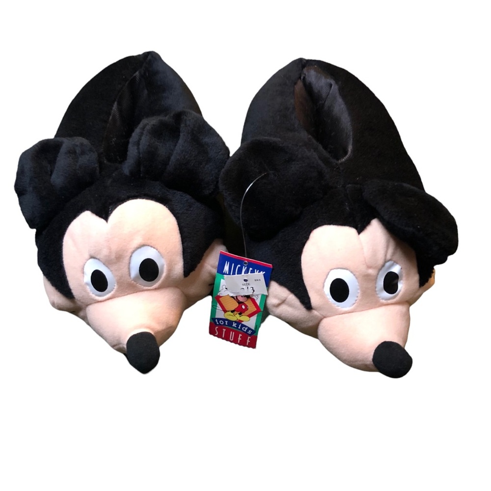 Mickey Mouse House Slippers for Kids SZ 2/3 Slip on Bootie Style; Soft Cotton